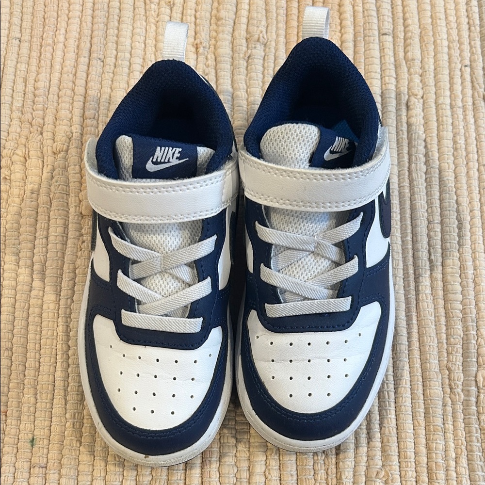 Nike Court Borough Low Little Kids Navy and White Shoes 9C